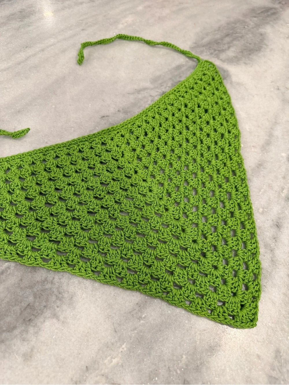 Handmade Crochet Bandana Head Scarf Cotton Boho Triangle Wrap Fest Cottagecore